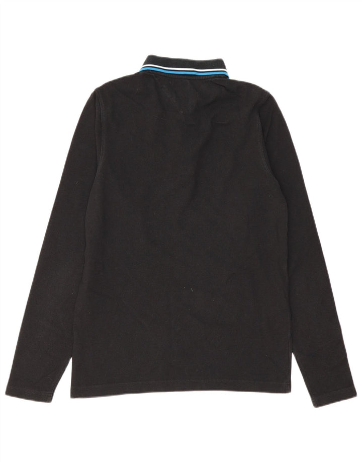 TOMMY HILFIGER Herren-Langarm-Poloshirt aus mittelschwarzer Baumwolle