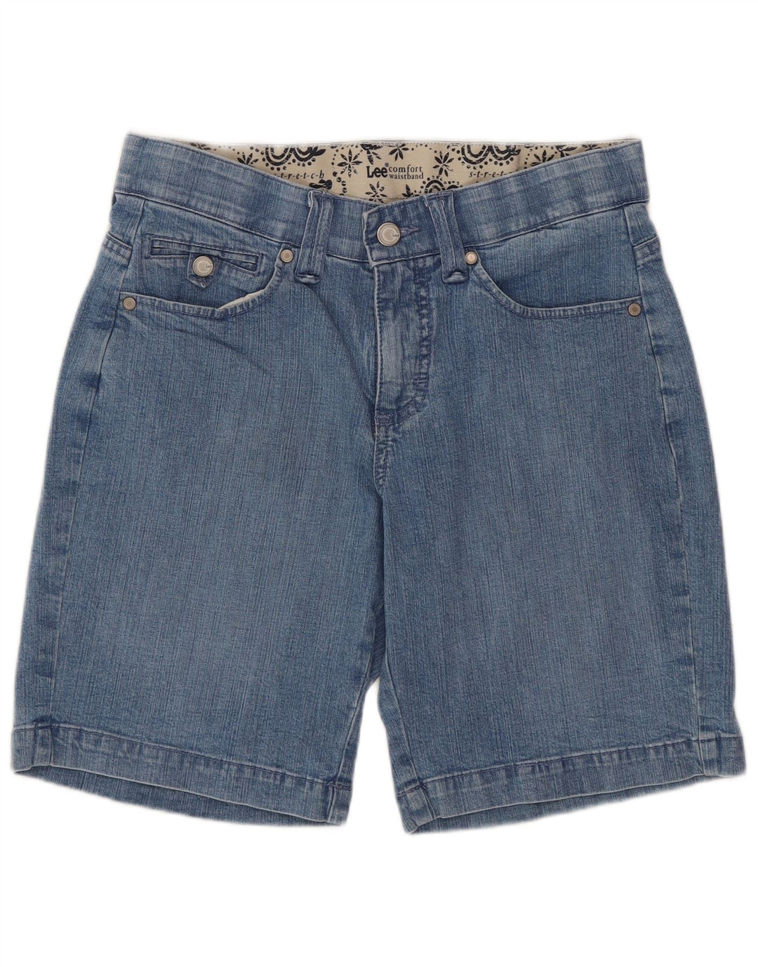 LEE Damen Jeansshorts US 6 Medium W29 Blaue Paisley-Baumwolle