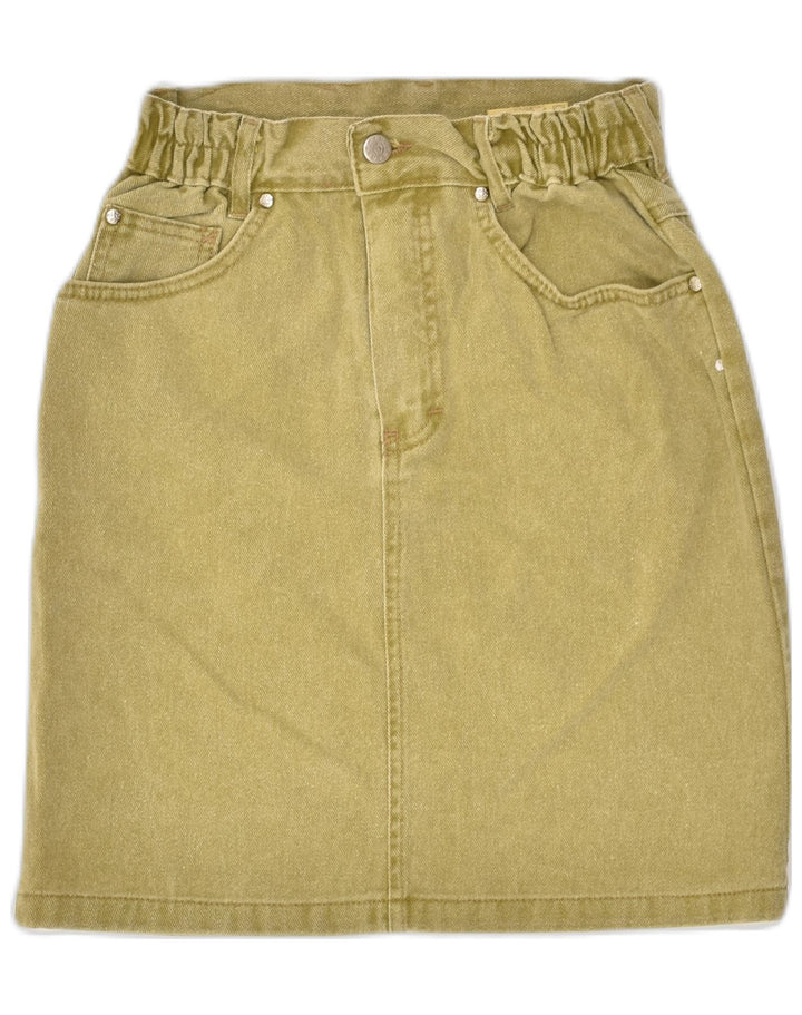 MASH Womens Denim Skirt IT 40 Small W26  Khaki Cotton | Vintage Mash | Thrift | Second-Hand Mash | Used Clothing | Messina Hembry 