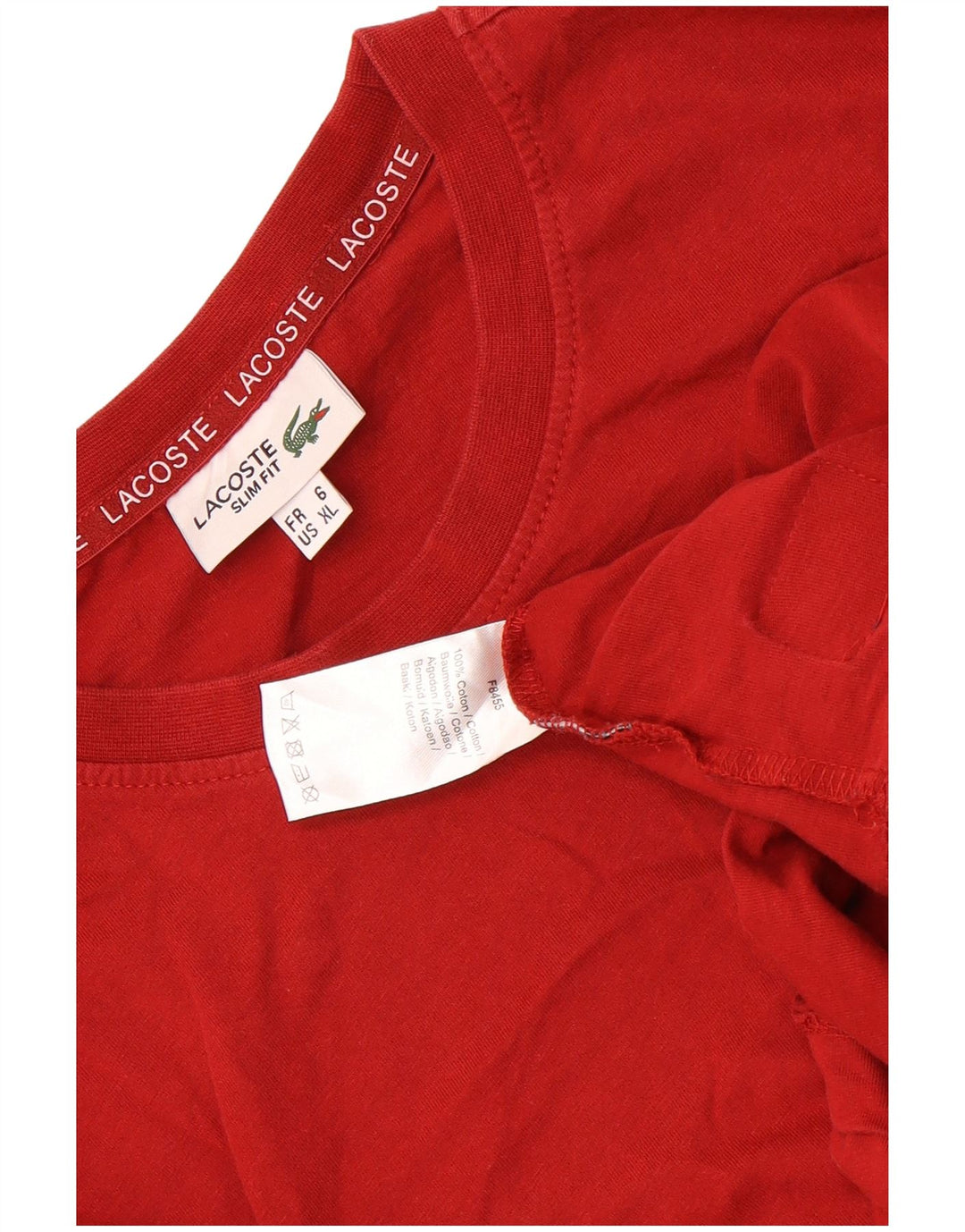 Lacoste Herren T-Shirt Top Größe 6 XL Rote Baumwolle
