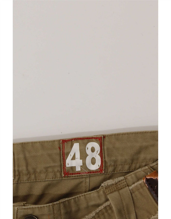 Vintage Herren Cargo Shorts IT 48 Medium W32 Khaki Baumwolle