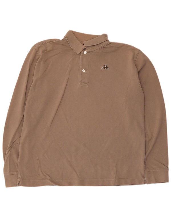 Kappa Herren Langarm-Poloshirt, kleine graue Baumwolle