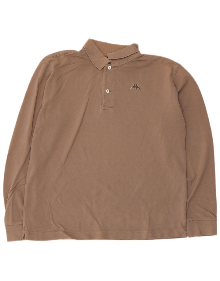 Kappa Herren Langarm-Poloshirt, kleine graue Baumwolle
