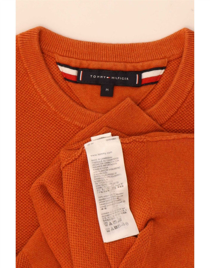 Tommy Hilfiger Herren-Pullover mit Rundhalsausschnitt, mittelorange Baumwolle