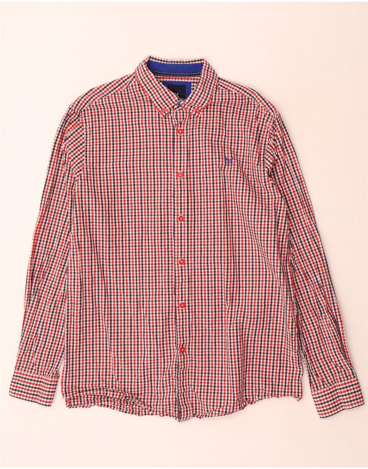 Crew Clothing Herren-Hemd mit klassischer Passform, großes rotes Gingham-Baumwolle