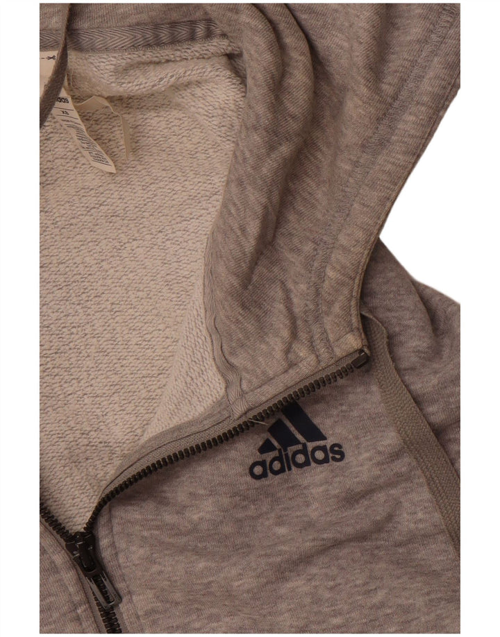 Adidas Damen Übergroßer Kapuzenpullover mit Reißverschluss, UK 6 XS, graue Baumwolle