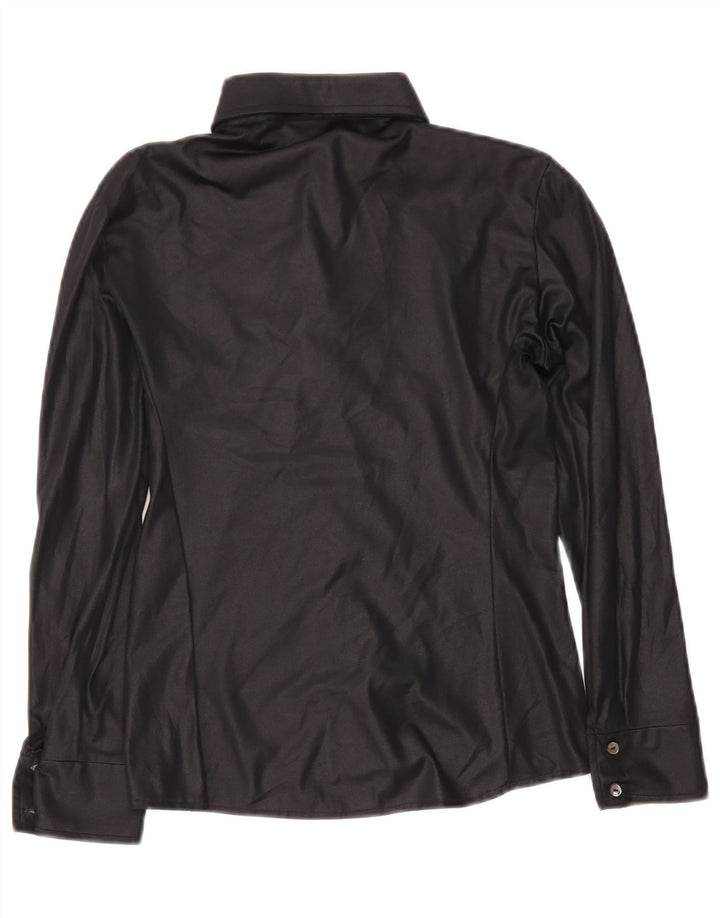 Vintage Damen Hemdbluse UK 14 Medium Schwarz