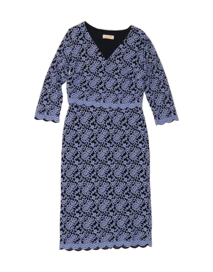 PER UNA Womens 3/4 Sleeve Maxi Dress UK 12 Medium  Blue Floral Polyester Vintage Per Una and Second-Hand Per Una from Messina Hembry 