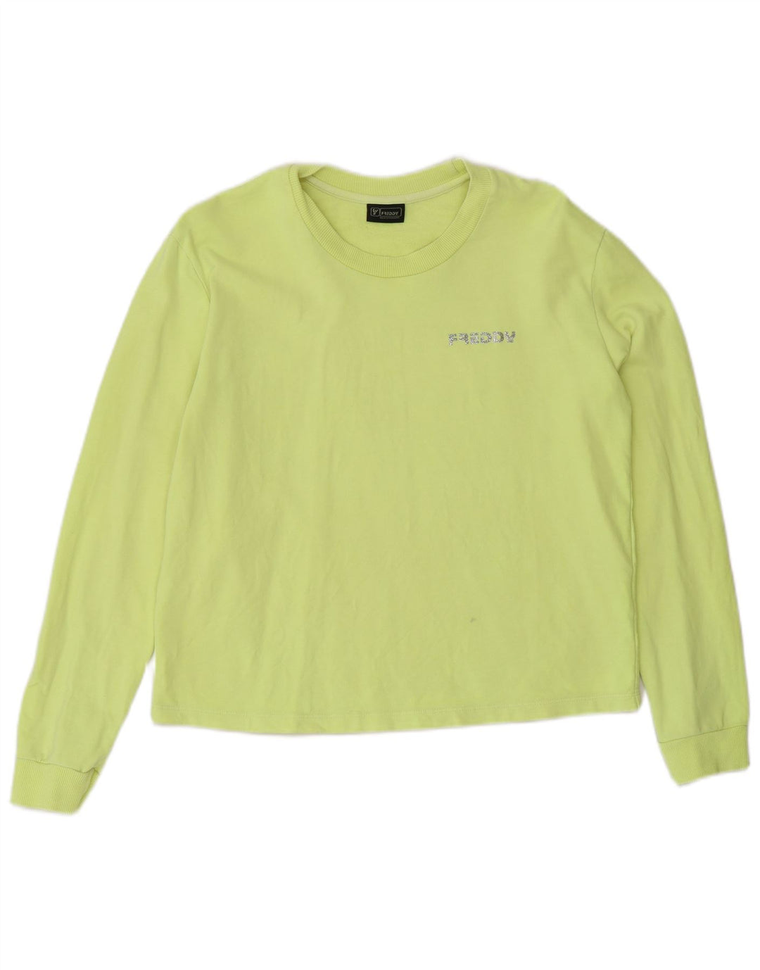 FREDDY Damen Top Langarm UK 8 Small Gelb Baumwolle