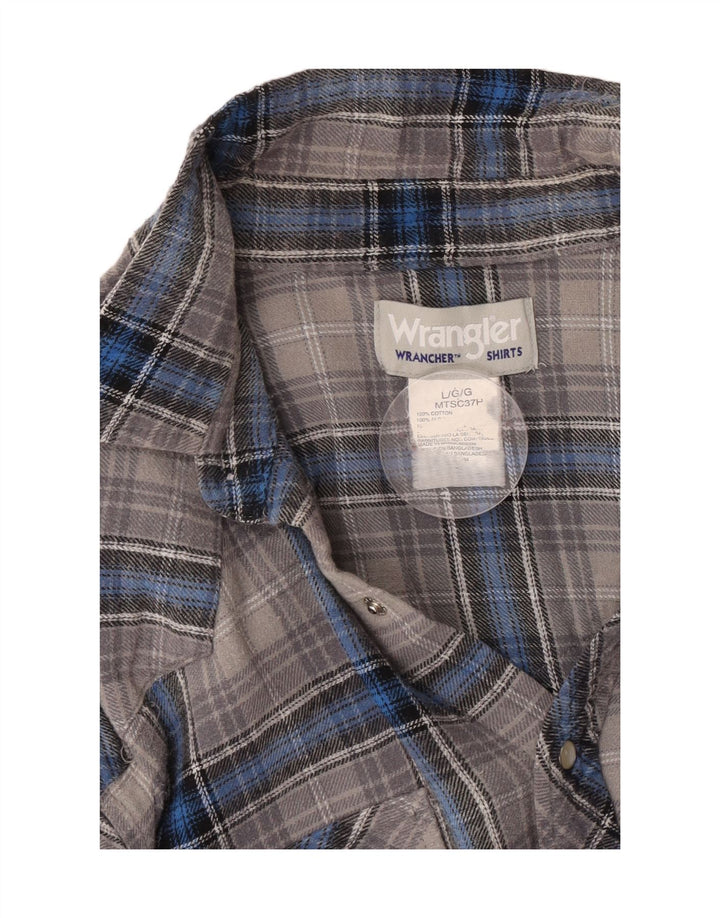 Wrangler Herren-Flanellhemd, groß, grau kariert, Baumwolle