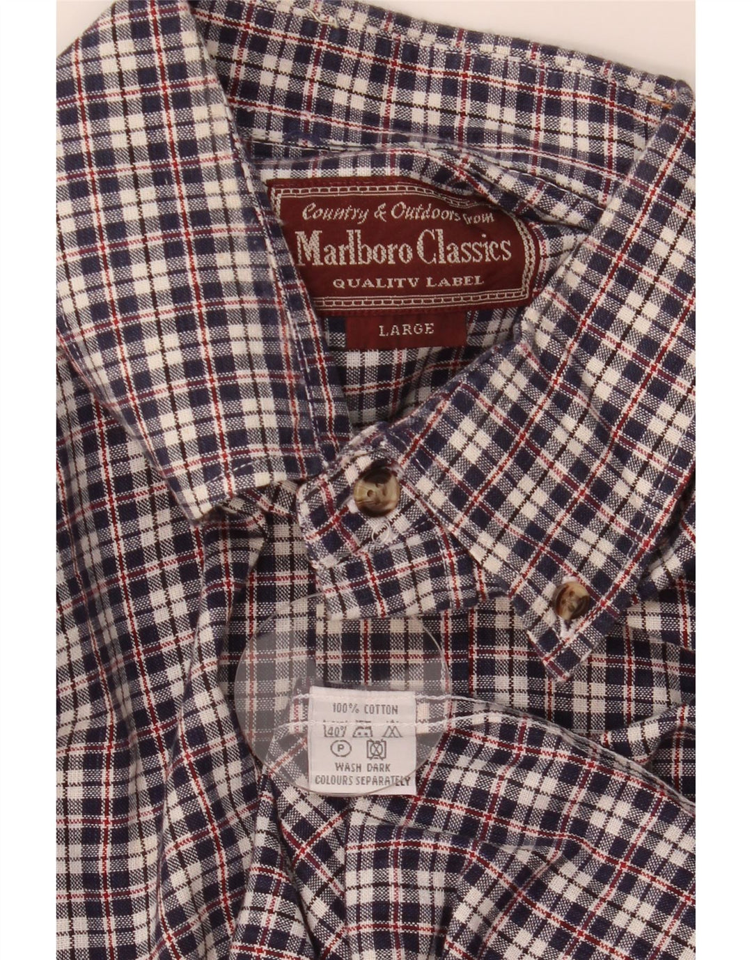Marlboro Classics Herrenhemd, groß, marineblau, kariert, Baumwolle