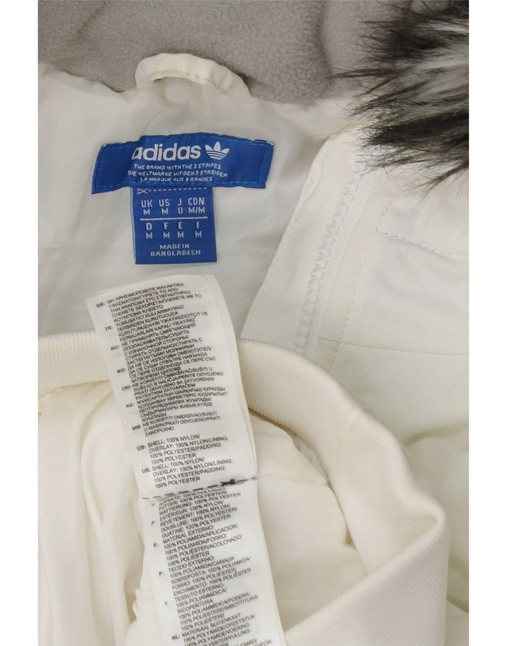 Adidas Herren Bomberjacke mit Kapuze, gepolstert, UK 38, mittelweißes Nylon