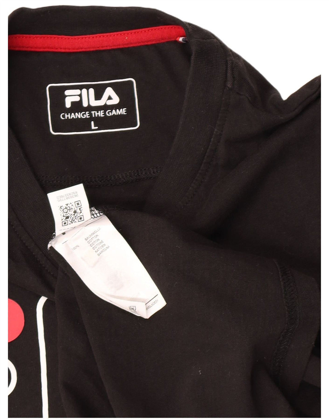Fila Herren-Grafik-Oberteil, langärmelig, groß, schwarze Baumwolle