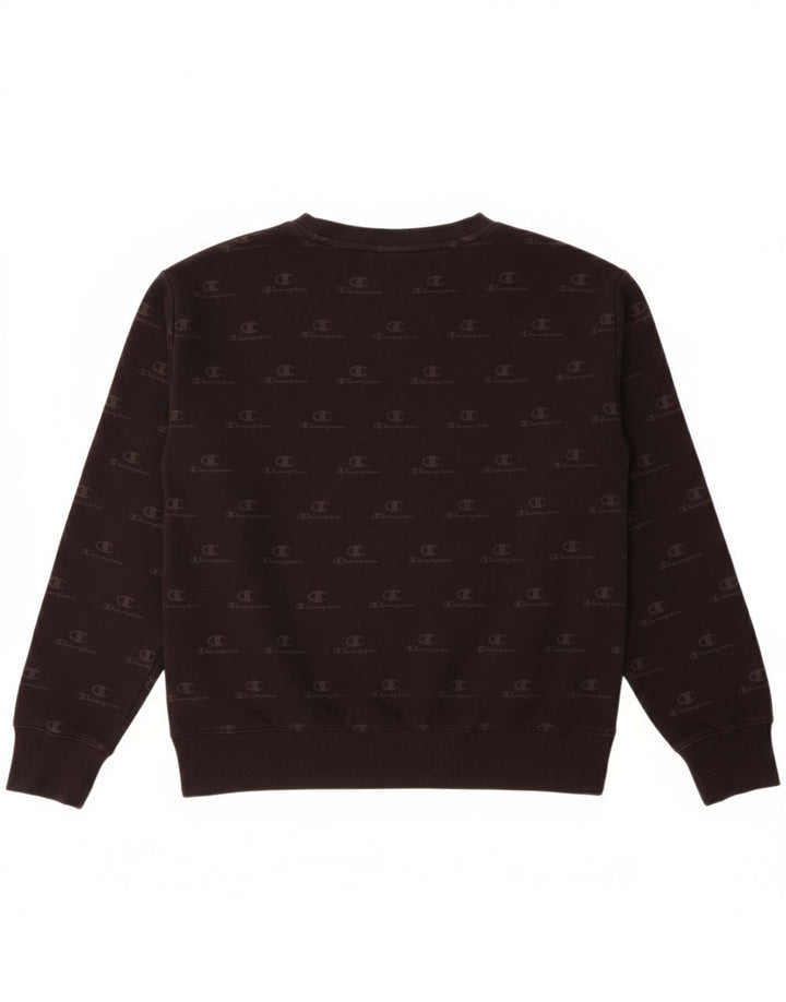 CHAMPION Boys Graphic Sweatshirt Jumper 11-12 Years Large Black Logo