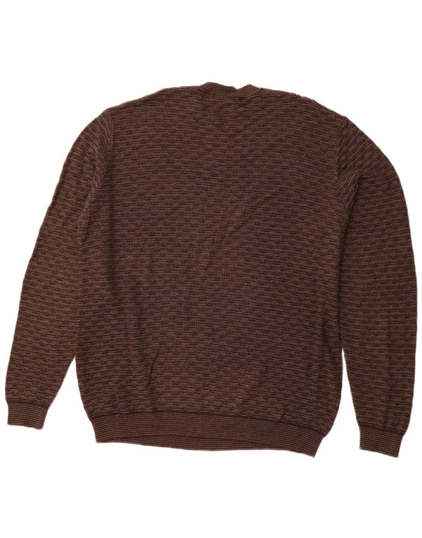 NAUTICA Herren-Pullover mit Rundhalsausschnitt, 2XL, braun gestreift, Baumwolle