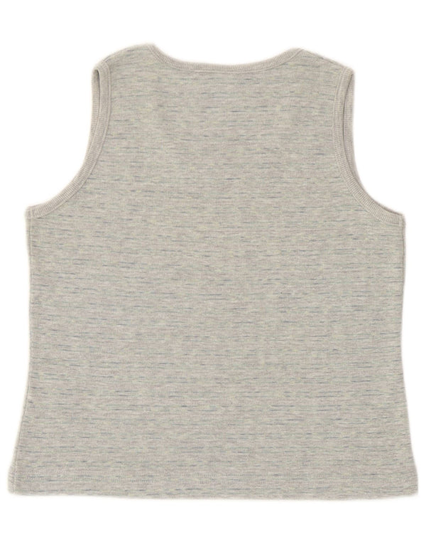 Reebok Damen Häkelweste Top UK 10 Small Grau gefleckte Baumwolle
