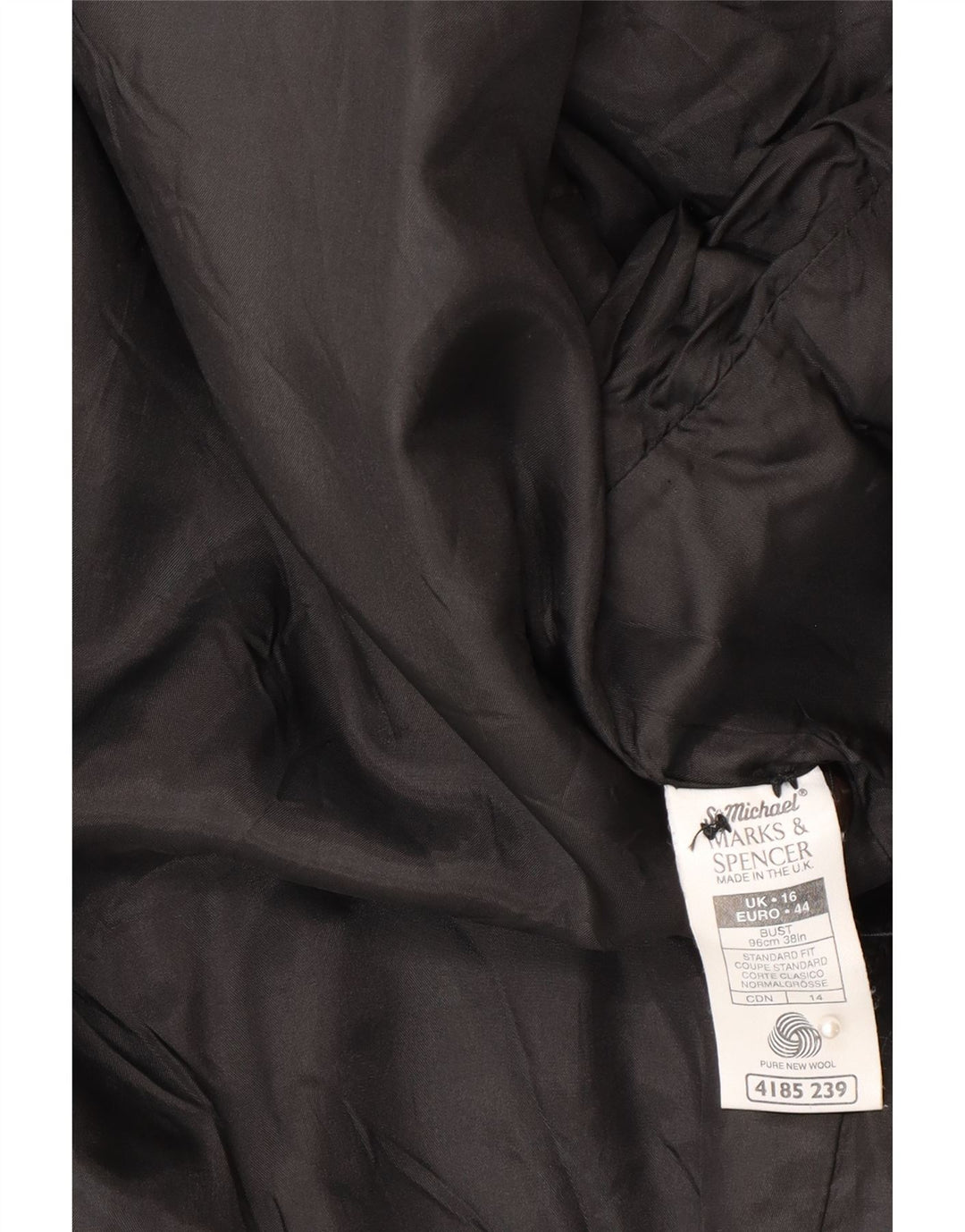 Marks & Spencer Damen 1-Knopf-Blazerjacke UK 16 Große schwarze Wolle