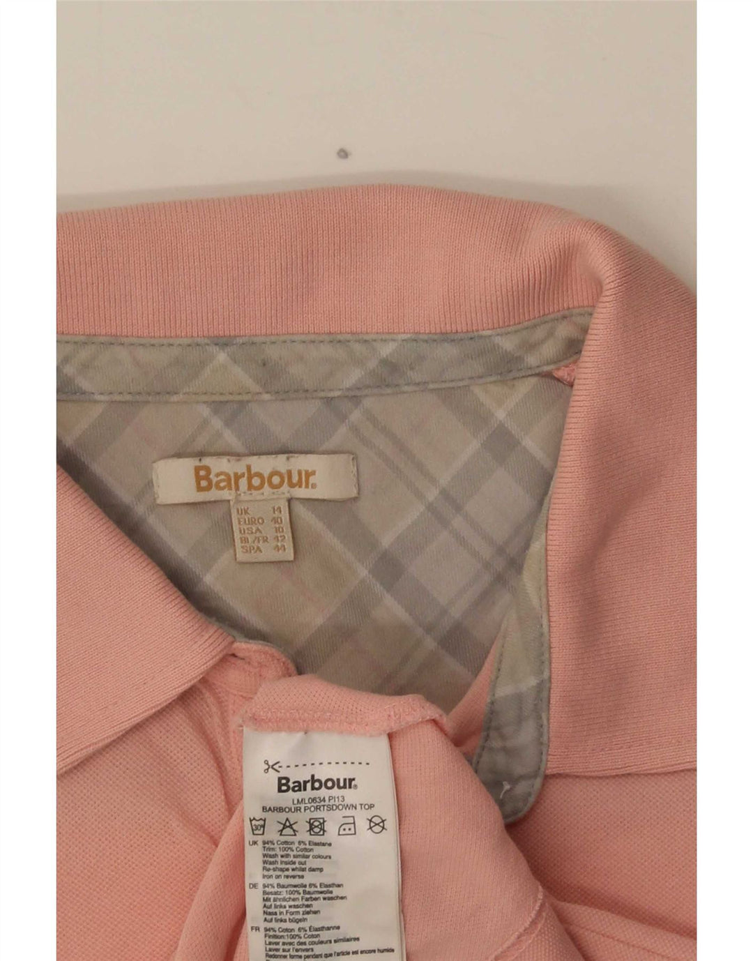 Barbour Damen Poloshirt UK 14 Große rosa Baumwolle