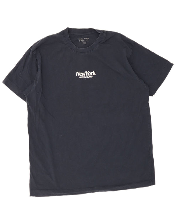 Jack & Jones Herren Grafik T-Shirt Top 2XL Marineblau Baumwolle