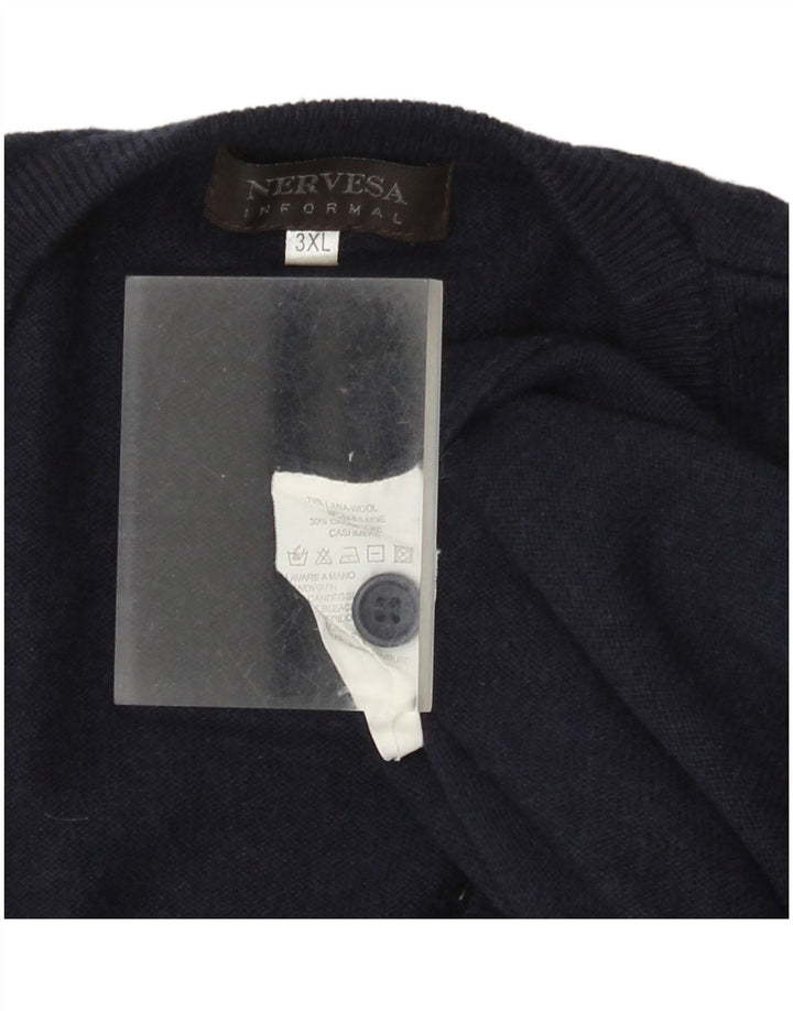 Nervesa Herren-Cardigan, ärmellos, 3XL, Marineblau, Wolle