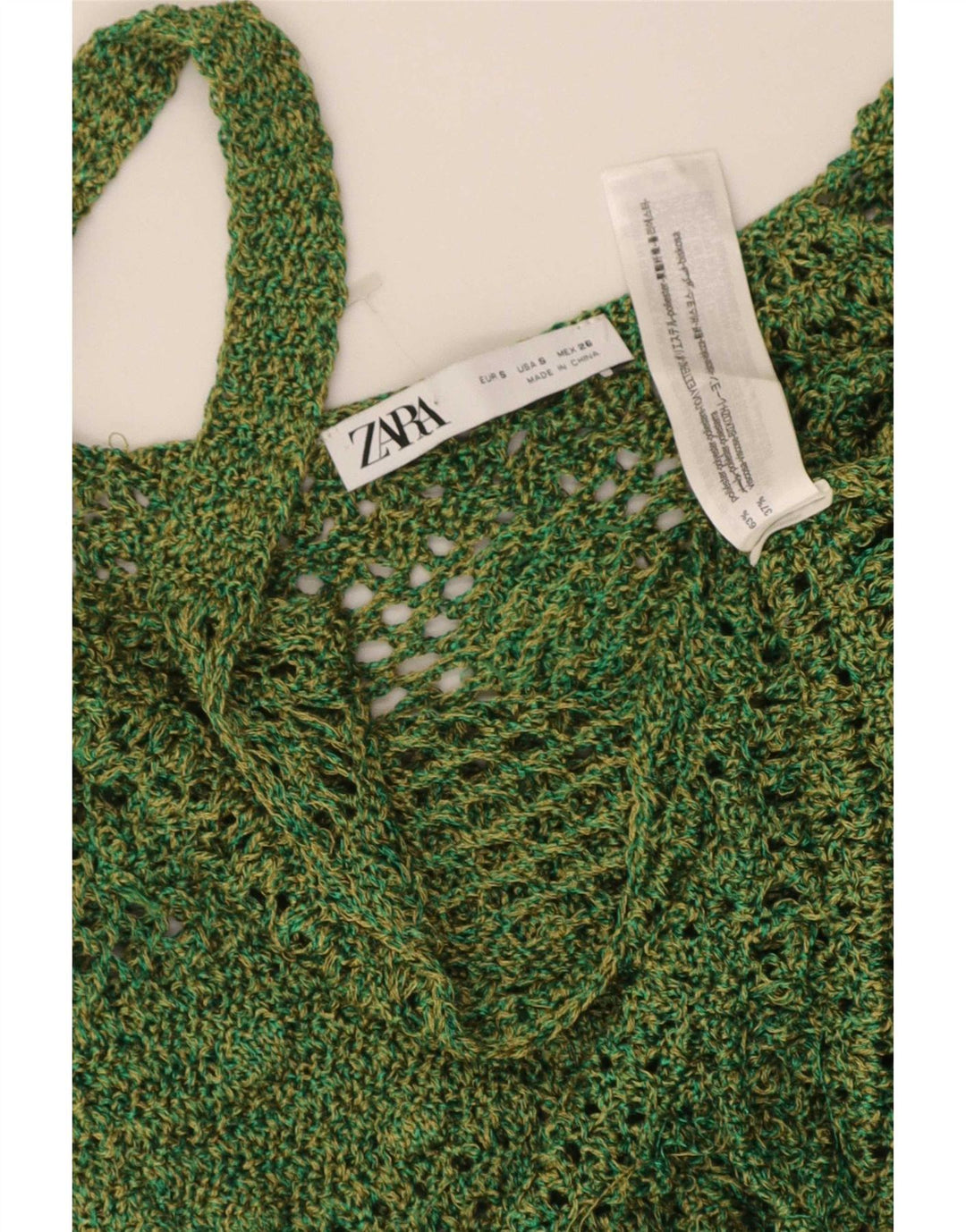 Zara Häkel-Cami-Top für Damen, Größe S, Grün, Polyester