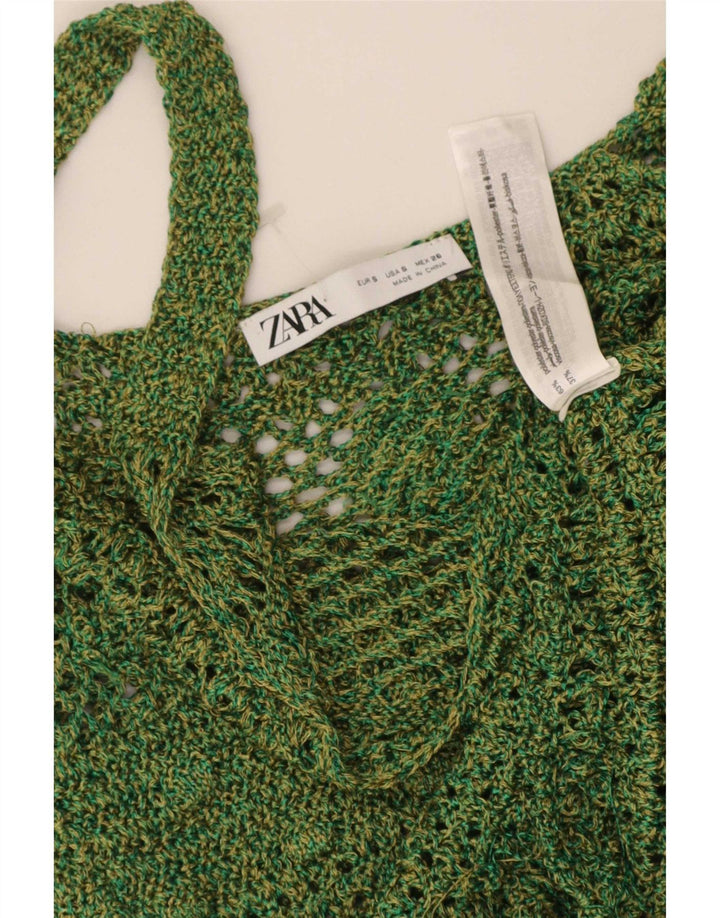 Zara Häkel-Cami-Top für Damen, Größe S, Grün, Polyester