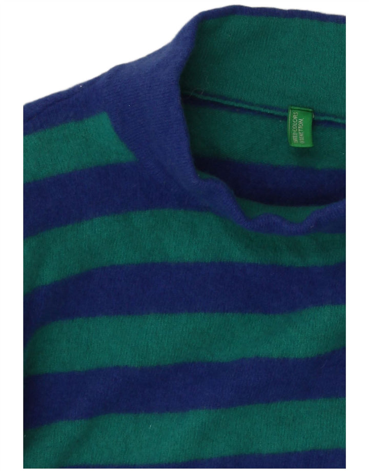 Benetton Damen-Pullover mit Rollkragen, Gr. 10, klein, blau gestreift