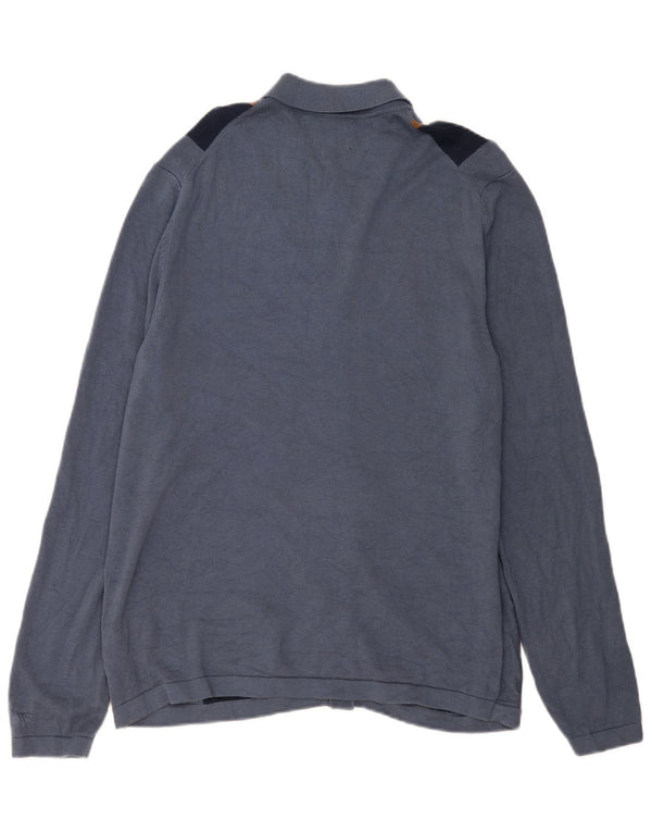 Marks & Spencer Herren-Cardigan, groß, blau gestreift, Baumwolle