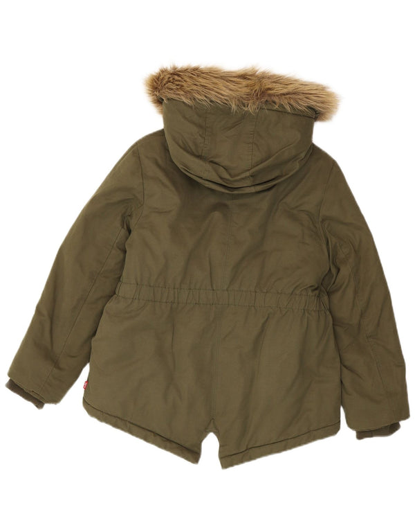 Levi's Mädchen-Parka mit Kapuze, 11–12 Jahre, Khaki, Baumwolle