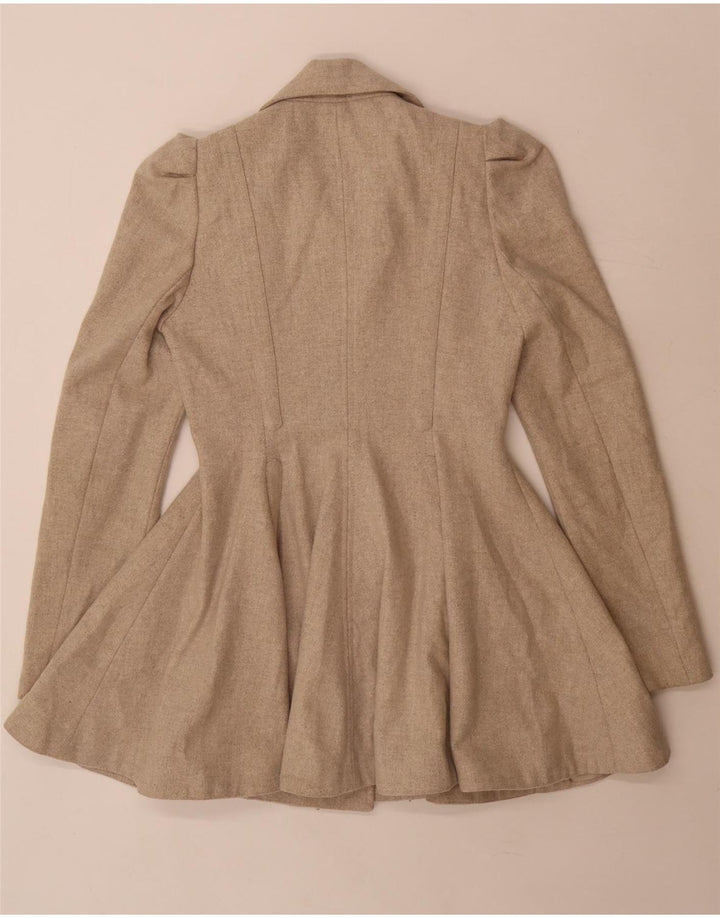 Topshop Damen Prinzessinnenmantel UK 8 Small Beige Wolle