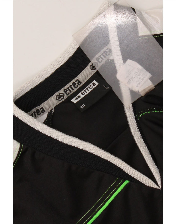 Errea Herren-Top, langärmelig, groß, schwarzes Farbblock-Polyester