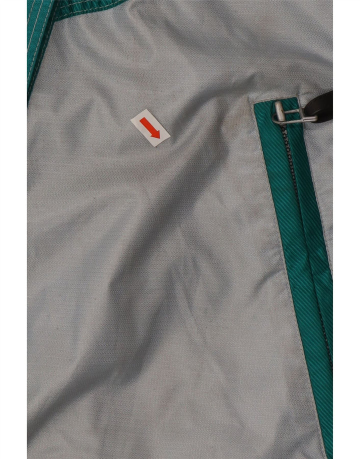 Vintage Herren-Skijacke mit Grafik, EU 48, mittelgrünes Farbblock-Polyamid