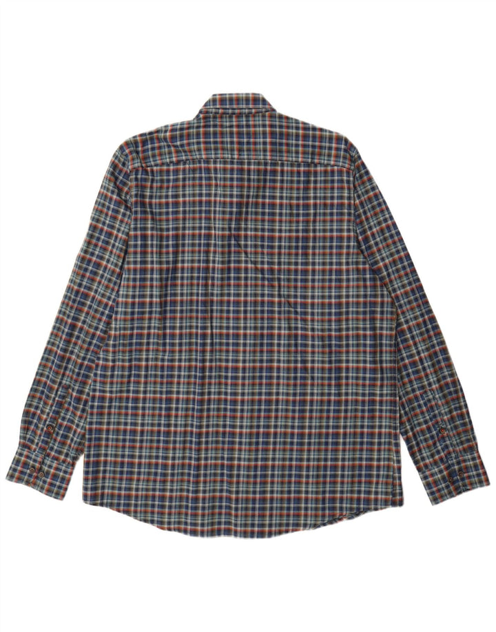Lerros Herren Stretch-Hemd XL Marineblau kariert