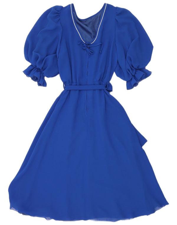 Vintage Damen A-Linie Kleid IT 40 Small Blau Polyester