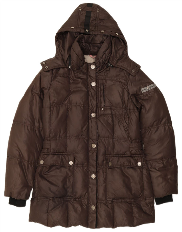 FRIEDA & FREDDIES Womens Hooded Padded Coat UK 16 Large Brown