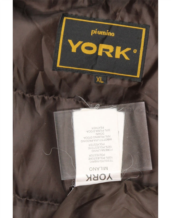 YORK Mens Milano Padded Gilet UK 42 XL Brown Polyester Vintage York and Second-Hand York from Messina Hembry 