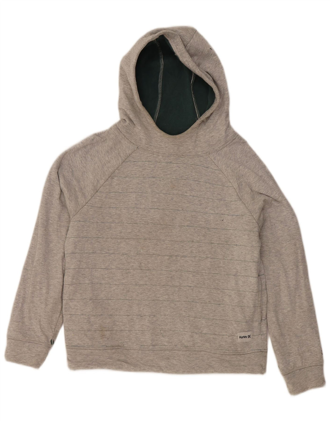 Hurley Damen-Pullover mit übergroßem Kapuzenpullover, Gr. 10, klein, grau gestreift