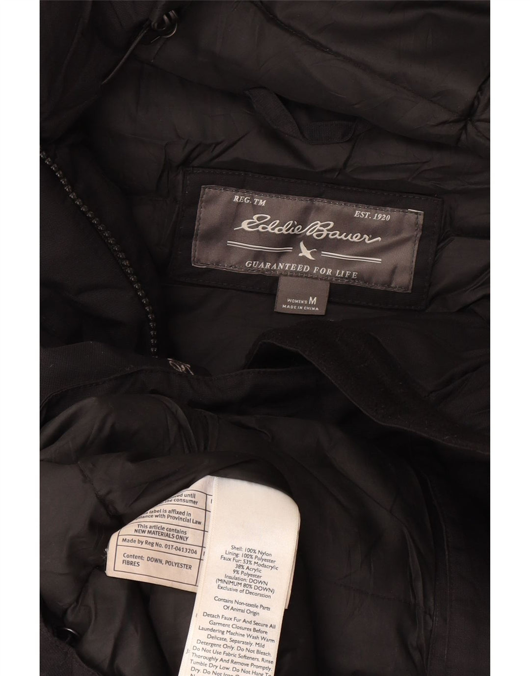 Eddie Bauer Damen-Parkajacke mit Kapuze, UK 14, mittelschwarzes Nylon