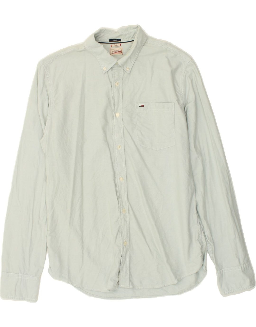 TOMMY HILFIGER Mens Slim Fit Shirt Large Blue Cotton Vintage Tommy Hilfiger and Second-Hand Tommy Hilfiger from Messina Hembry 
