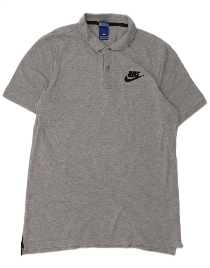 Nike Herren-Poloshirt aus mittelgrau gefleckter Baumwolle