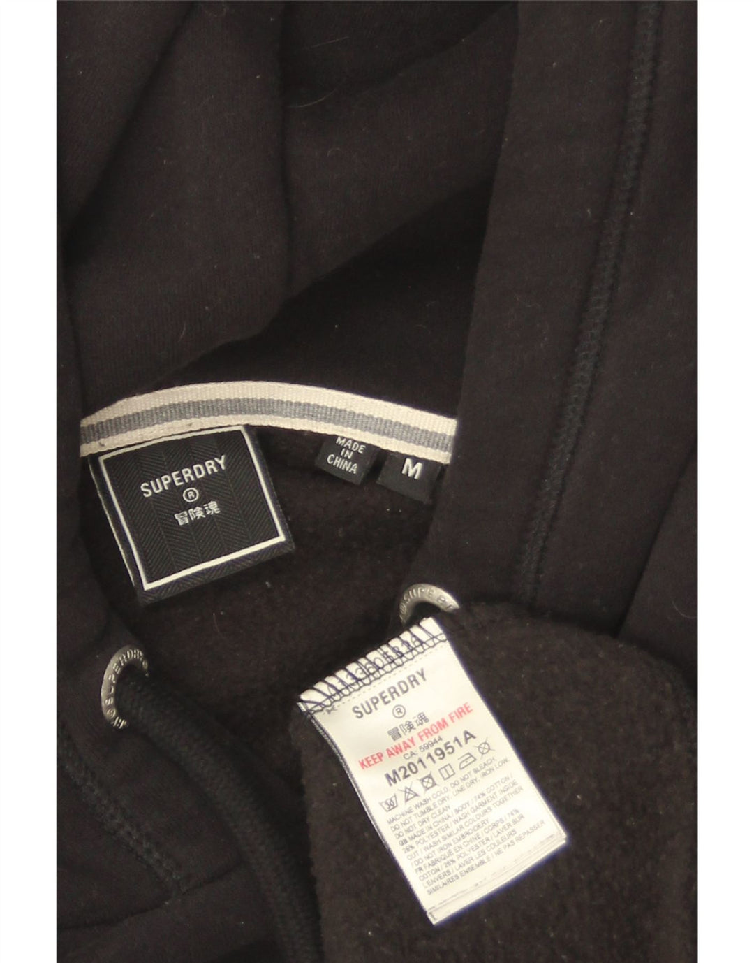 SUPERDRY Herren-Kapuzenpullover aus mittelschwarzer Baumwolle