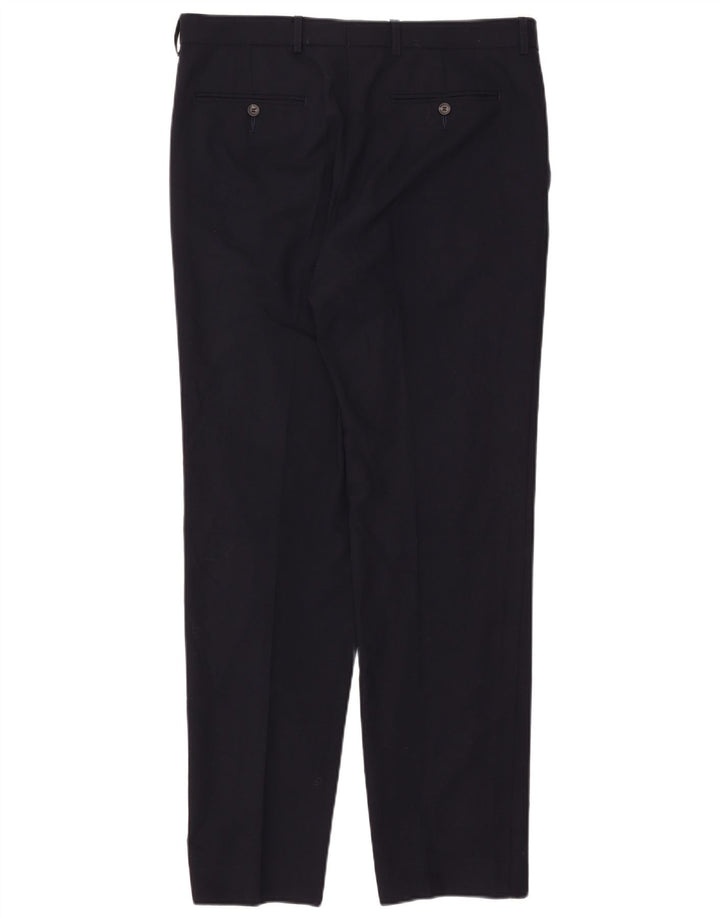 Marks & Spencer Maßgeschneiderte, gerade Anzughose für Herren, W34, L33, marineblaue Wolle