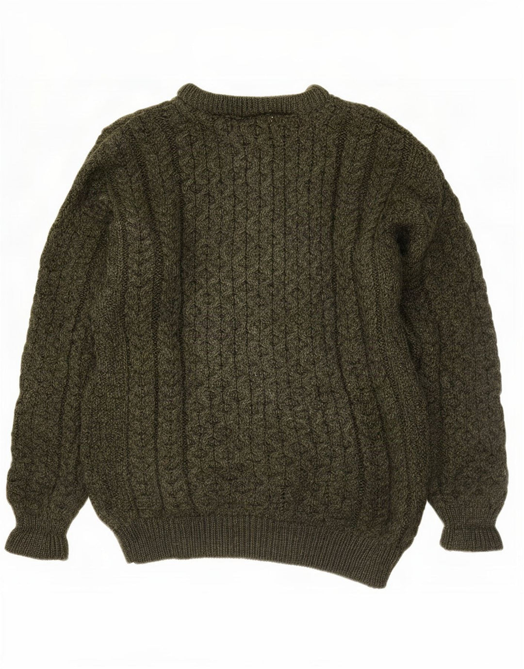 Aran Crafts Herren-Pullover mit Rundhalsausschnitt, Größe S, grüne Merinowolle