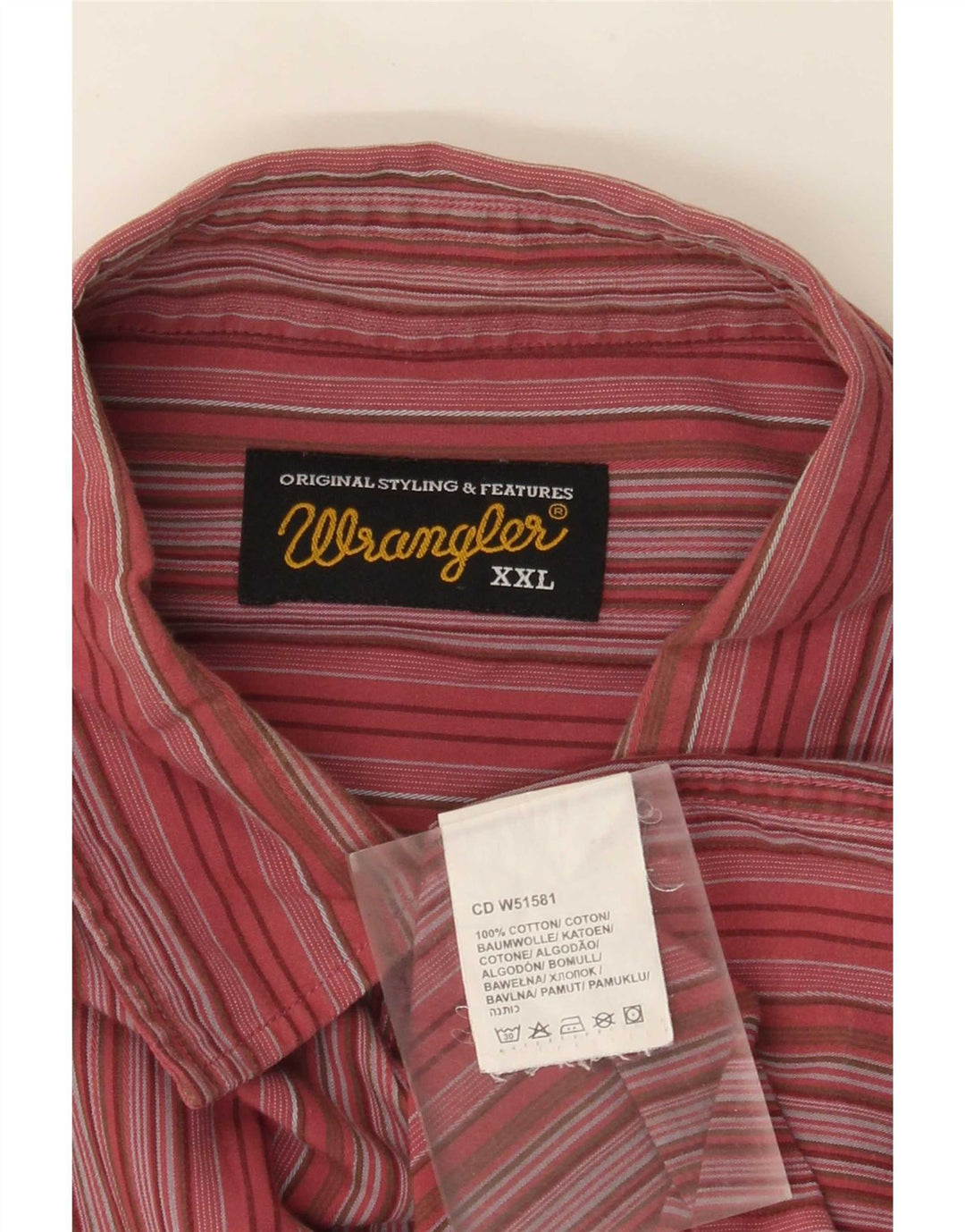 Wrangler Herrenhemd 2XL rot gestreift aus Baumwolle
