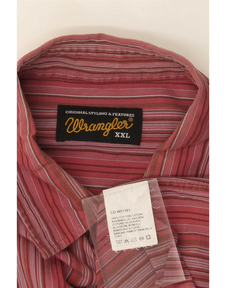 Wrangler Herrenhemd 2XL rot gestreift aus Baumwolle