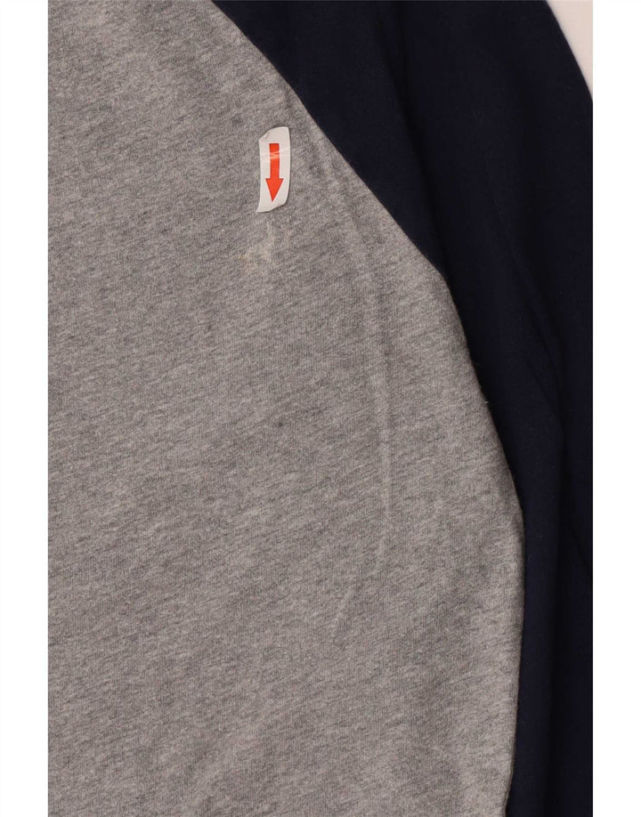 Superdry Herren-Oberteil aus langärmliger, mittelgrauer Colourblock-Baumwolle