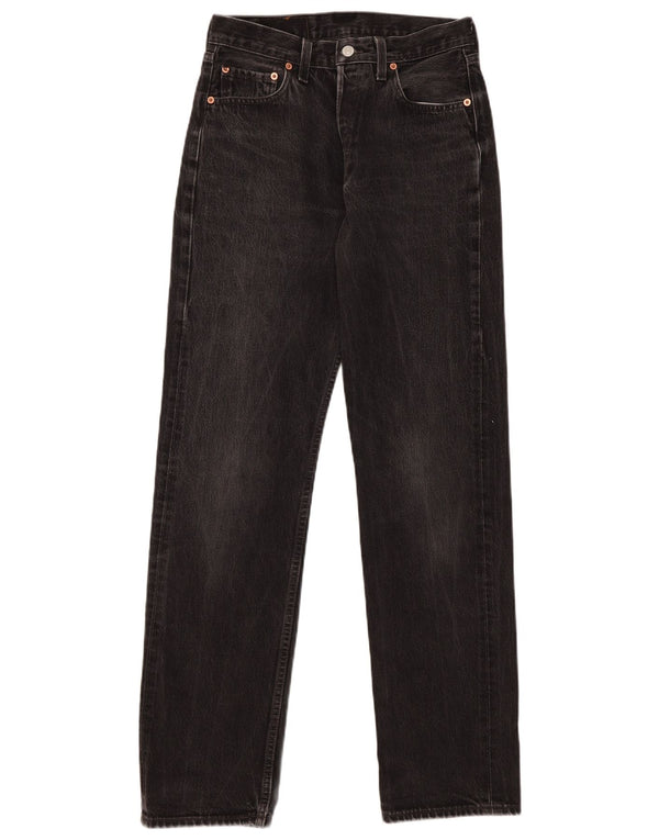 Levi's Damen 501 High Waist Straight Jeans W31 L34 Schwarze Baumwolle