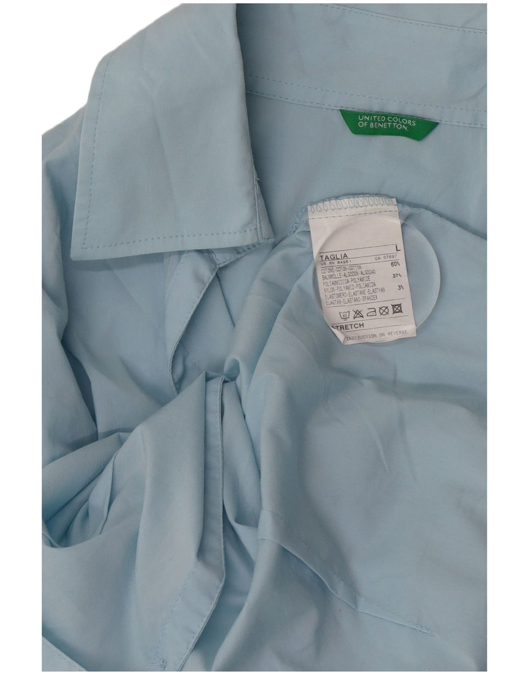 Benetton Damenhemd UK 16 Large Blaue Baumwolle