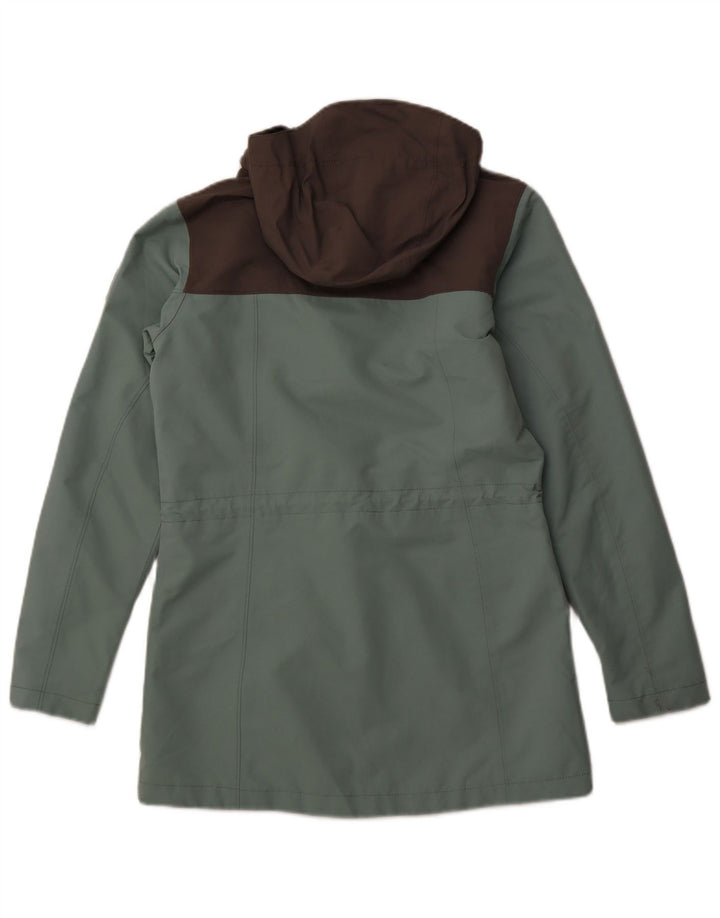 COLUMBIA Damen-Regenmantel mit Kapuze, UK 14, mittelgrünes Farbblock-Polyester