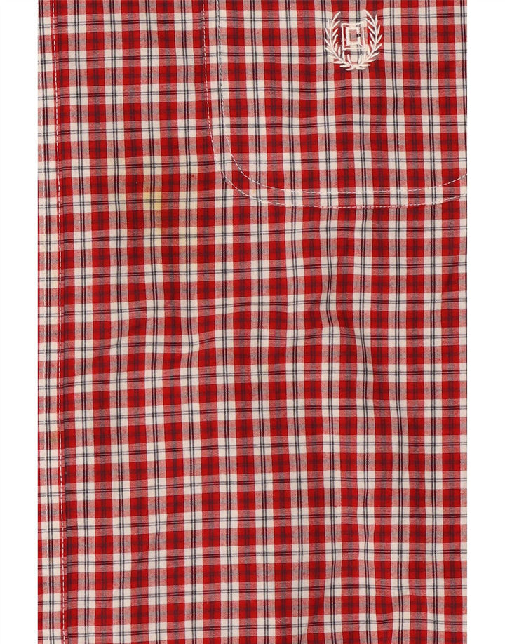 Chaps Herren-Hemd, pflegeleicht, kurzärmelig, 2XL, rot kariert, Baumwolle